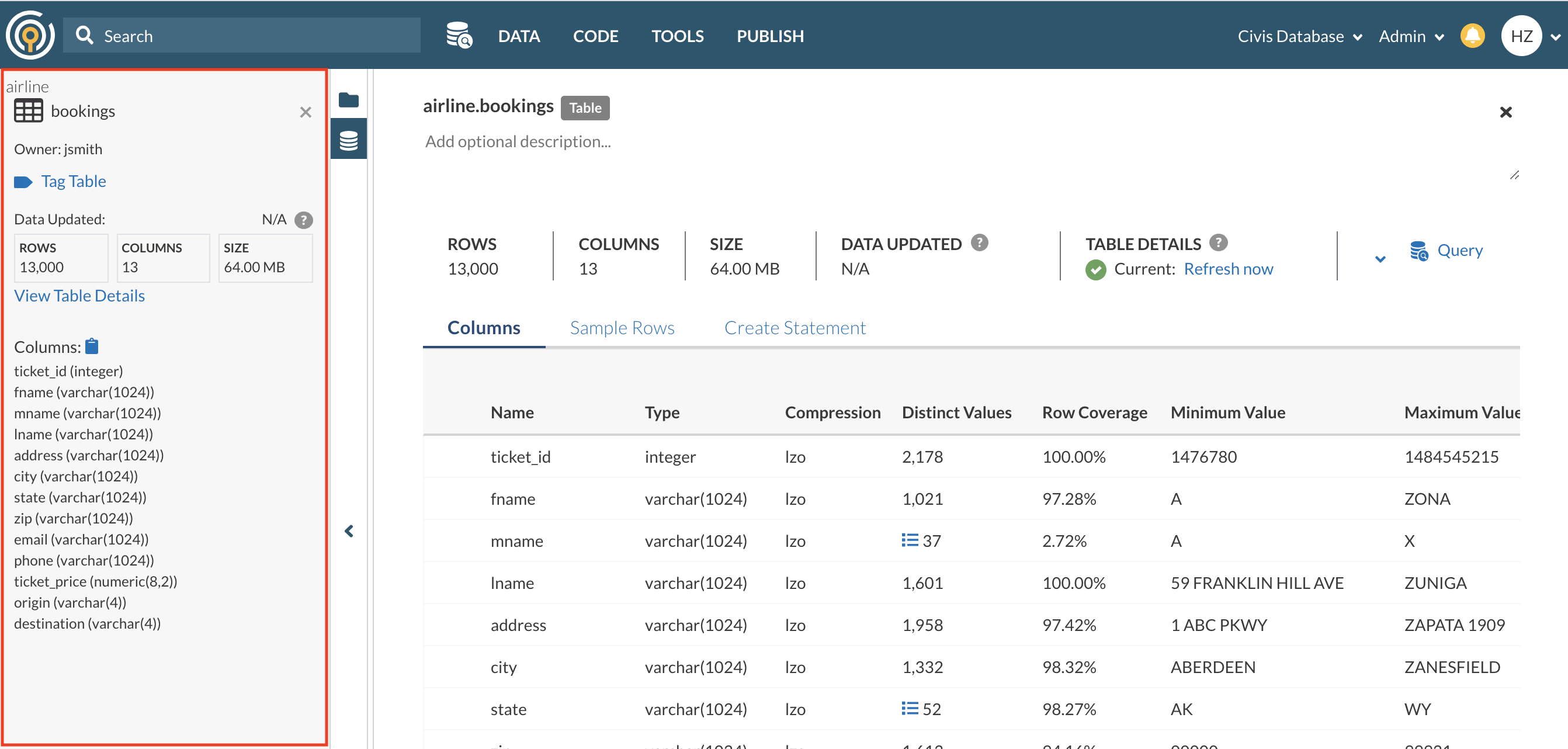 to Data Catalog Civis Analytics